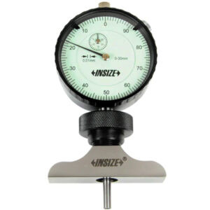 INSIZE Depth Gage Dial Indicator 2342-201 (Graduation; 0.02, Accuracy ±30µm) Flat Base, Pointed Anvil SR0.4 + Ball Tip SR3, Range; 300mm, Stroke; 30mm