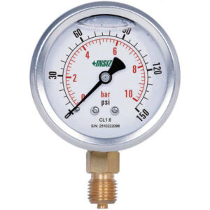 INSIZE 5201 Series Dial Pressure Gauge (Bourdon Tube for Pneumatic/ Hydraulic) Diameter; Ø63mm, Range; ≤150 Psi / ≤10 Bar