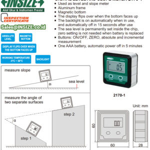 INSIZE 2170-1 Digital Level, Inclinometer & Slope Meter (Magnetic Base ...
